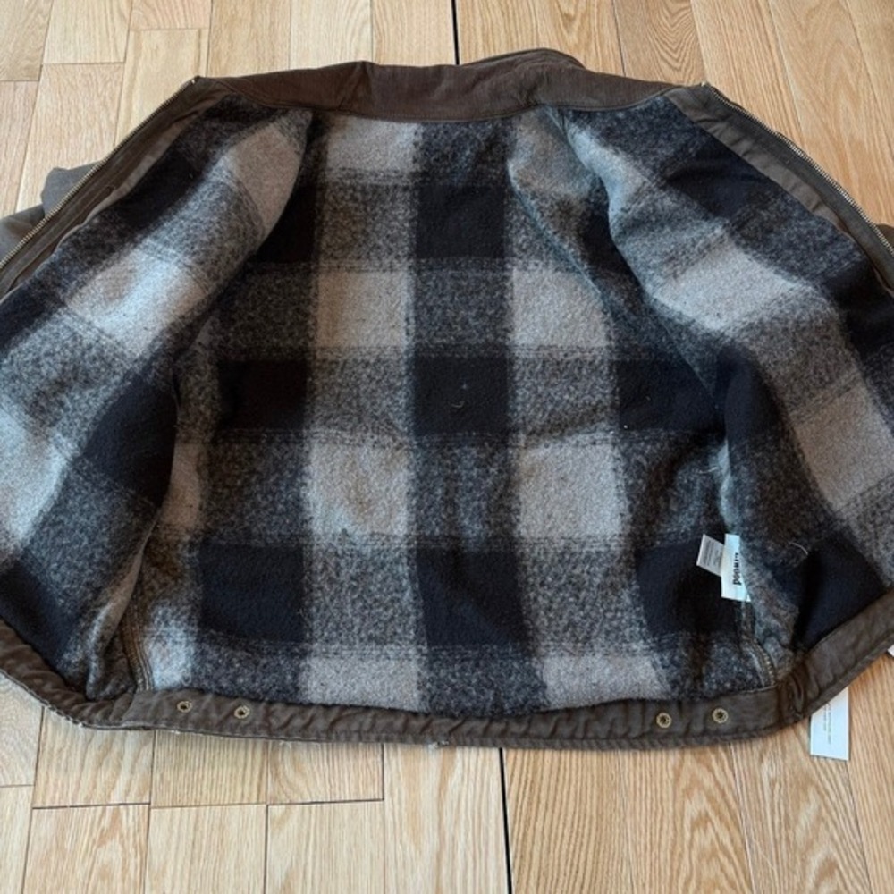 Elwood Petrol Workwear Cropped Flannel Lined Jacket Brown Adult XS NWT - Picture 7 of 9